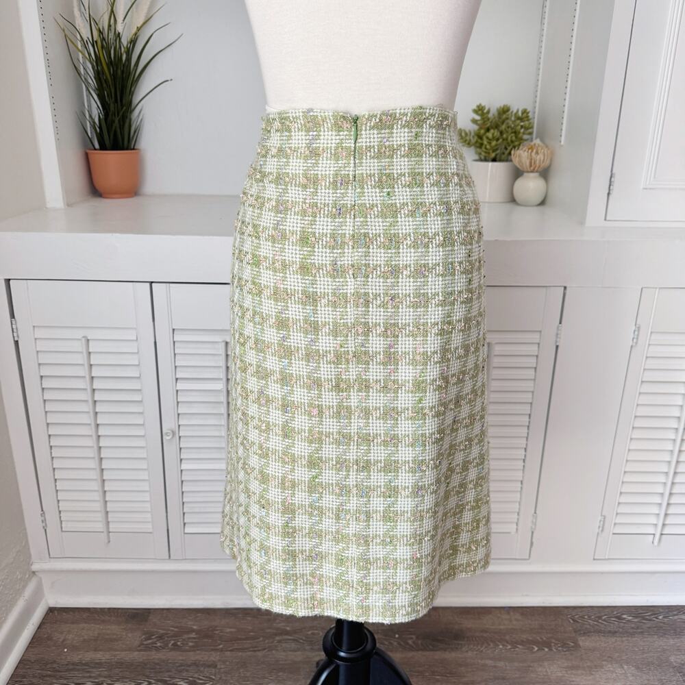 Vintage Requirements Green Plaid Tweed Inverted Pleats Skirt Size 10 - Picture 4 of 6